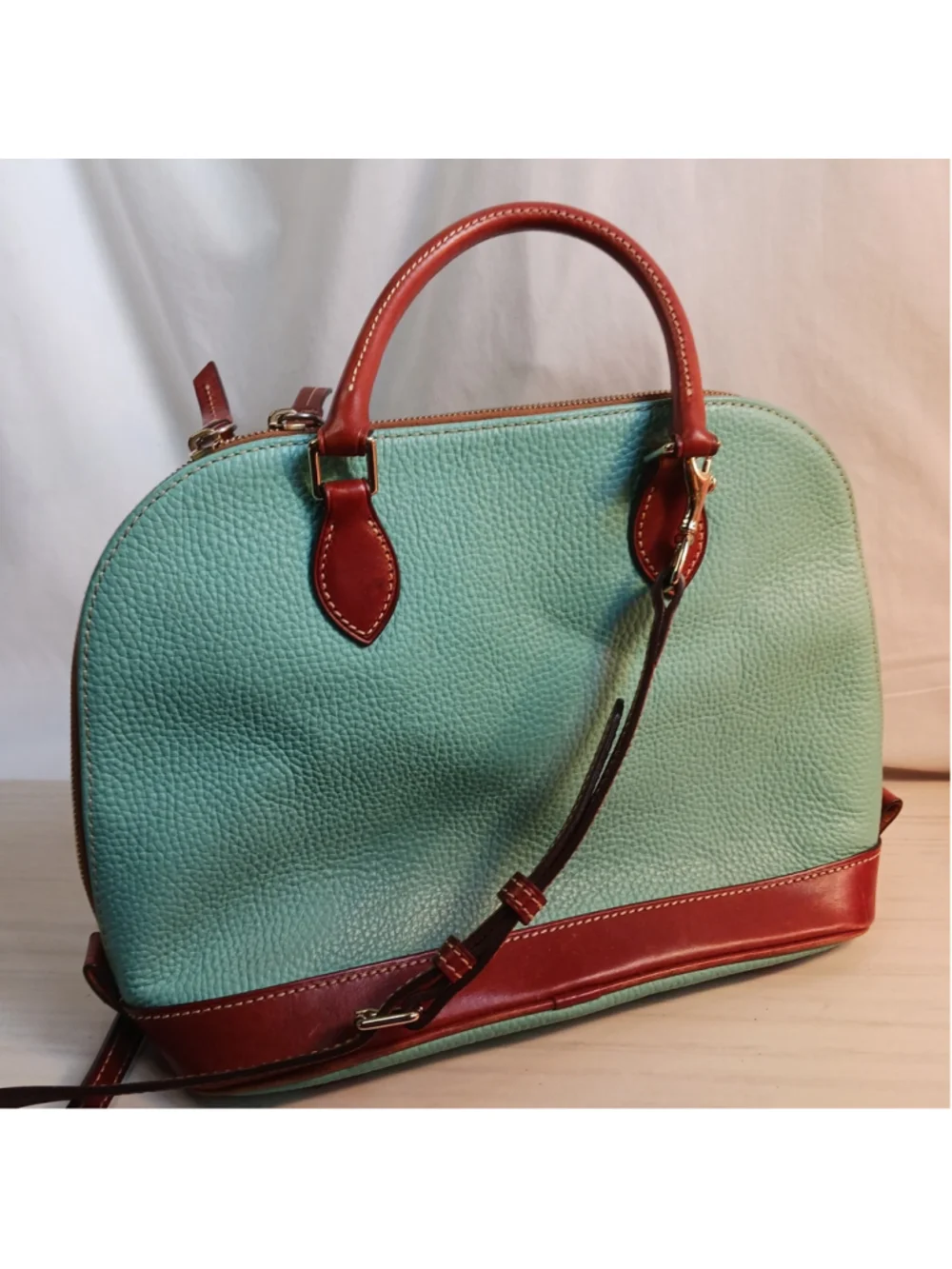 Dooney & Bourke Zip Zip Satchel Bag Leather Turquoise/ Tiffany Blue/ Mint Green